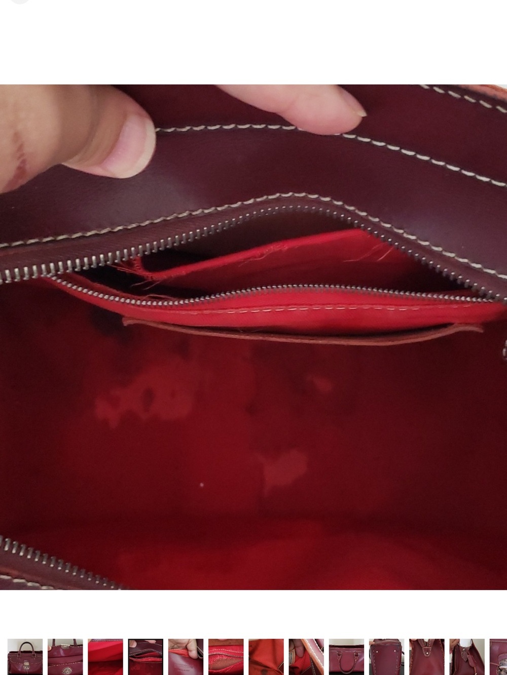 Dooney & Bourke Burgundy Leather Satchel with Brass Lock ALTO - Picture 4 of 12